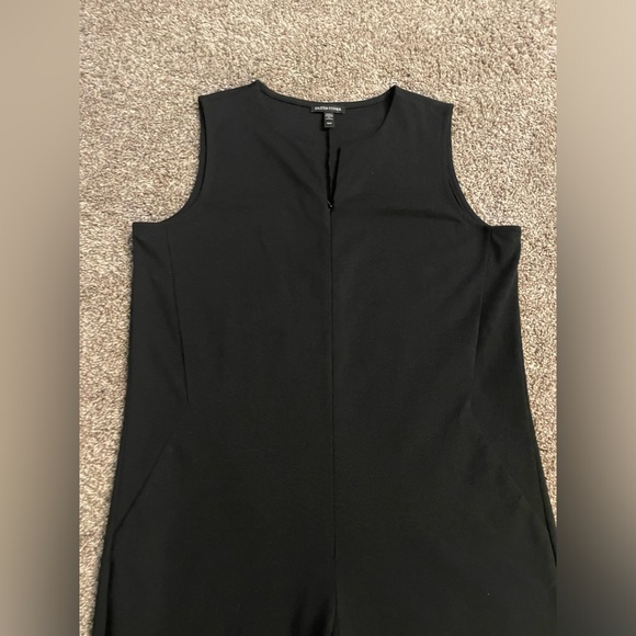 Eileen Fisher Organic Cotton Ponte Jumpsuit Size Medium Easy Fit Cropped Black - Picture 4 of 13